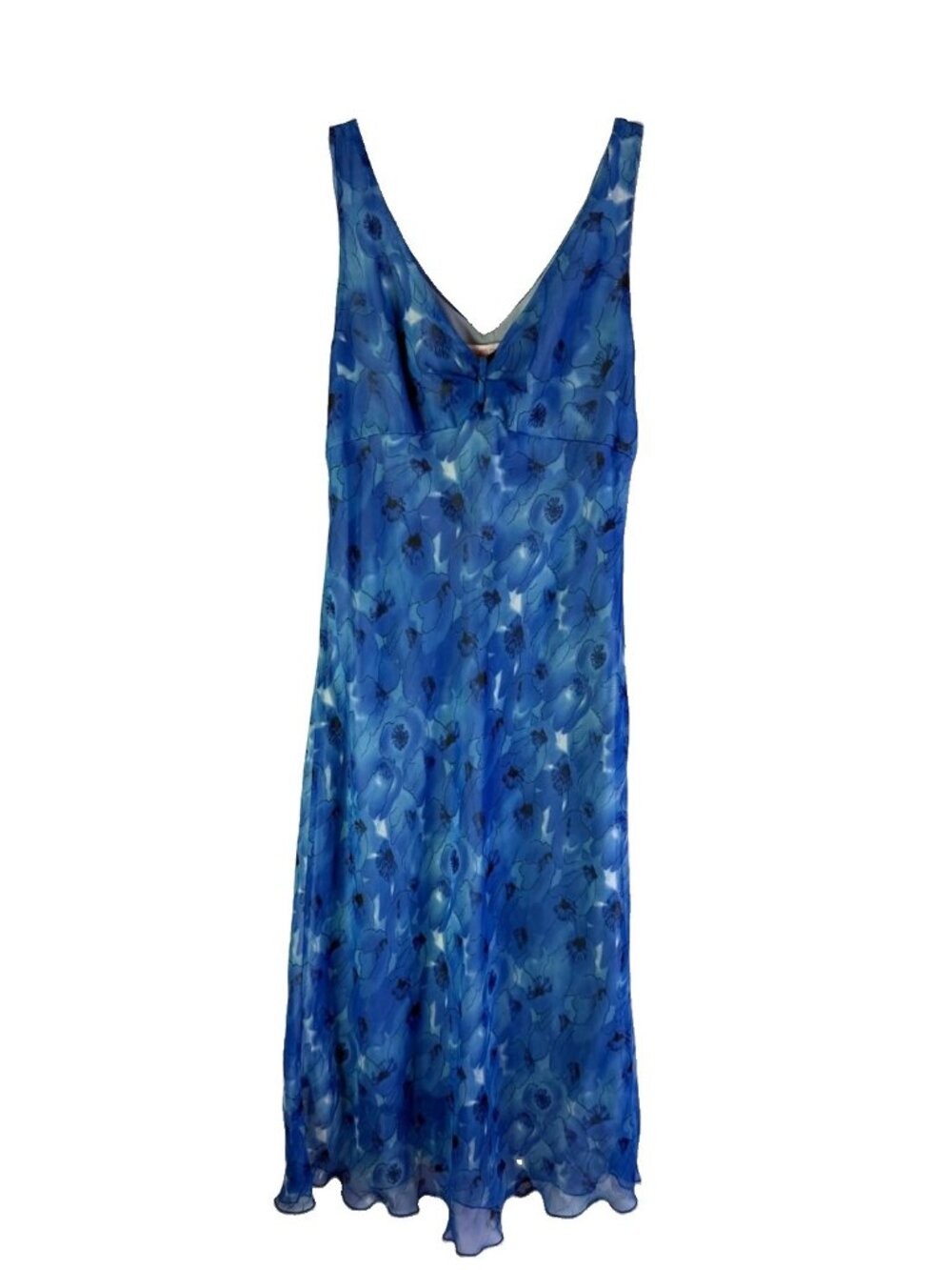 Vintage Y2K Blue Floral Slip Dress Empire Waist Fairy Goblin Dainty